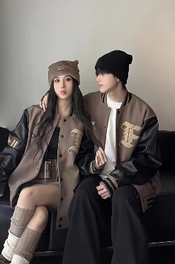 American Vintage High Street Baseball Jacket for Couples, Loose Fit Autumn/Winter Ins Trendy Brand Patchwork Embroidered Coat